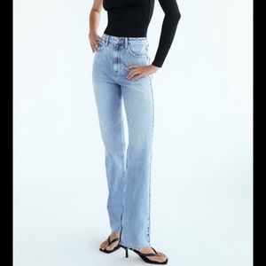 Zara slim flared slitted high-rise jeans